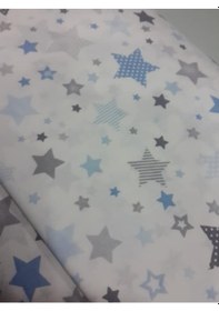 Resim Akfil Poplin Nevresimlik Kumaş Çok Amaçlı En 240 Yıldız Desenli (461438041) 