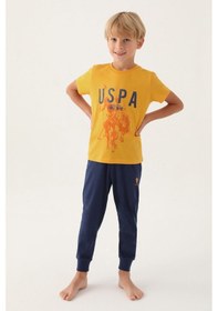 Resim U.s. Polo Assn. 1739 Lisanslı Hat Hardal Erkek Çocuk Pijama Takımı Hardal 