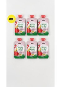 Resim Organik Meyve Püresi Çilek Muz Elma 100 G x 6 Adet - İlave Şekersiz Bebek Ek Gıda 