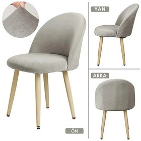 Resim StarMall Tuğla Desen Oval Sandalye Kılıfı Likralı Esnek Yıkanabilir Lastikli Sandalye Örtüsü 1 Adet Taş - Gri 