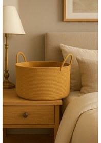 Resim Mavaux Clover Özel Pamuklu Saplı Jüt Battaniye Sepeti Hasır Oyuncak Sepeti Jüt Çamaşır Sepeti 40-30 Hasır 