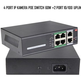 Resim 4 Port Poe Switch 2 Port Uplink 10/100 İp Kamera Poe Switch 