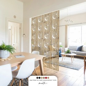 Resim Makta ® Perde Paravan | Lazer Kesim Ahşap Sarkıt Seperatör, 4'lü Panel Levha Seti 