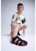 Resim Mnpc Unisex Çocuk Lacivert Hakiki Deri Mantar Tabanlı Günlük Çocuk Sandalet 25y4s10048324 Lacivert 