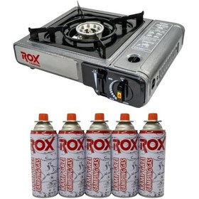 Resim Rox Camping 0113 Tekli Portatif Kamp Ocak - Gri, Rüzgarlıklı 