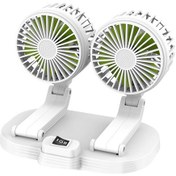 Resim Samdoo 360 Dönebilen Çift Başlıklı Usb Araç Fanı - Güçlü Rüzgar İle Ev/ofis/araç İçin Taşınabilir Soğutucu 