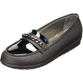 Resim 41,42,43,44 Nr1872 Siyah Yağlı Deri Saraç Dikişli Rahat Dişli Taban Leofar Zincir Aksesuarlı Büyük Numara Kadın Babet Siyah 