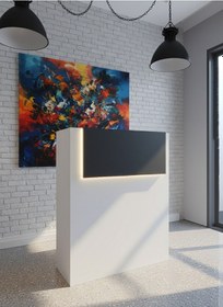 Resim Resital Ledli Karşılama Bankosu G-90 Cm Ofis Kasa Resepsiyon Masası Banko-003-1-4 