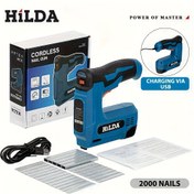 Resim HILDA Kablosuz Pnömatik Çivi Tabancası Stapler Tabancası 4V Şarj Edilebilir Lityum Pil ile, 2000 Çivi Dahil, Mobilya için Elektrikli Ahşap İşleme Stapler Tabancası, DIY Ev Kullanımı 