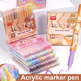 Resim Genişletilmiş 12 Renk Düz Sıvı Akrilik Marker Seti, Düzenli Katmanlı Renkler, Cam, Seramik, Metal, Boyama, Yaratıcı İfade, Profesyonel Sanat Malzemeleri, Okula Dönüş için Uygun 