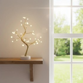 Resim İlkyaz Fashion Masaüstü Boncuklu Şarjlı Ağaç Lamba – 3 Kademeli Dokunmatik Işık, Dekoratif LED Masaüstü 