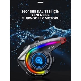 Resim Fantastik Store Y21 Rgb Işık Efektli Intercom Bluetooth Motosiklet Kask Kulaklığı Intercom Kulaklık - Lisinya 