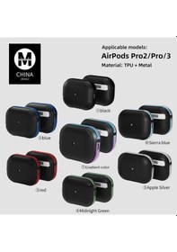 Resim Movenchy Apple Uyumlu AirPods Pro 2 2.nesil Mo-a8 Armor Kılıf - Sierra Blue Gri 