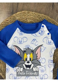 Resim 2d2b Hello Friends Alttan Çıtçıtlı Bereli Unisex 3lü Bebek Takım Mavi 
