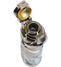 Resim Parmida Tek Torch Pürmüz Gümüş Mermer Desenli Metal Puro Çakmağı 