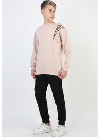 Resim Mevsimlik Respect Baskılı 2 İplik %100 Pamuk 2 İplik Uzun Kollu Erkek Çocuk Sweatshirt-90931 Bej 