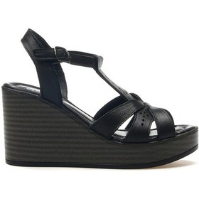 Resim Venüs Kadın Hakiki Deri Dolgu Topuklu Günlük Sandalet 25y 2310814y Z Siyah Siyah 
