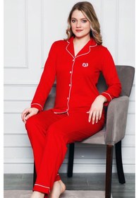 Resim Alimer Kadın Kırmızı Uzun Kollu Likralı Pijama Takım Edy2577ukl-k Kırmızı 