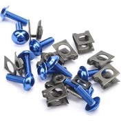 Resim Neevoyu Motosiklet M6 6mm Alüminyum Kapak Bağlama Seti - 10 Adet Konik Kanca Ve Somun - Saçak/panel Sabitleme - Mavi 