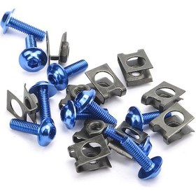 Resim Neevoyu Motosiklet M6 6mm Alüminyum Kapak Bağlama Seti - 10 Adet Konik Kanca Ve Somun - Saçak/panel Sabitleme - Mavi 