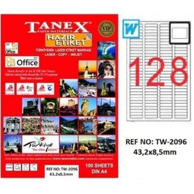 Resim Tanex Lazer Etiket 100 YP 43x8.5 MM Laser-Copy-Inkjet TW-2096 
