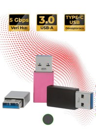 Resim Type-c To Usb-a 3.0 Dönüştürücü Yüksek Hızlı Veri Aktarımı Siyah 