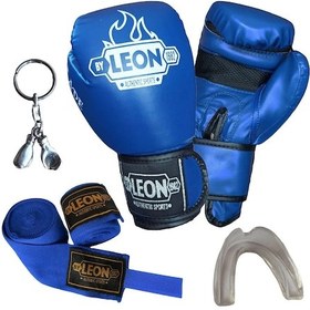 Resim Leon Blade Training Boks Eldiveni, Bandaj Dişlik Anahtarlık Seti Mavi 