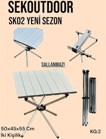 Resim Sekoutdoor Sk02+ Alüminyum Katlanır Kamp Masası Gümüş 