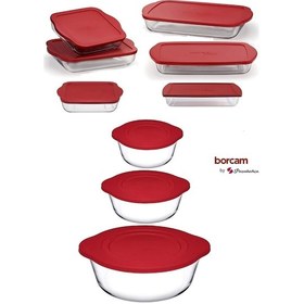 Resim Paşabahçe Borcam Kapaklı 9 Prç Çeyiz Seti 59001-59123-59133-59006-59124-59034-59024-59864-59854 Kır Şeffaf 