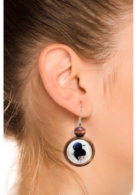 Resim Tahtakolik Terazi Burç Ahşap Küpe Kahverengi 