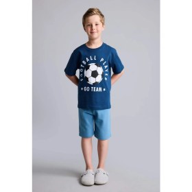 Resim DeFacto Regular Fit Baskılı 2'li İndigo Pijama Takımı Erkek Çocuk H8193A826HS 
