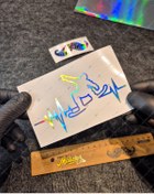 Resim Bay Etiket HLG28V2 Hologram Kalp Ritim Motifli Snowboard Etiketi 