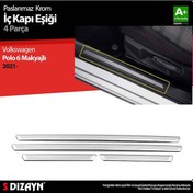 Resim S-Dizayn VW Polo 6 HB Makyajlı Krom İç Kapı Eşiği 4 Prç. 2021 Üze 