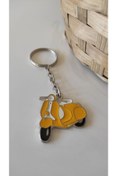 Resim Esey Dizayn Sarı Scooter Motosiklet Metal Anahtarlık 