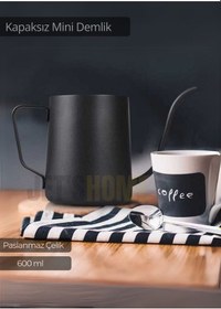 Resim Kapaksız Cezve Paslanmaz Kahve Demliği İndüksiyon Uyumlu Çelik Cezve 600 Ml 