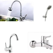 Resim ARÇE Delta Spiralli Evye + Lavabo + Banyo Bataryası + Duş Takımı 