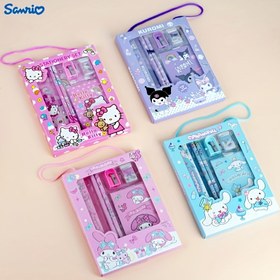 Resim 1 Set Karikatür Kırtasiye, Yuvarlak Kovanlı, Orta Noktalı, Klipsli, Sevimli Okul Malzemeleri ile Hafif Plastik Tükenmez Kalem, Cetvel, Kalem ve Silgi 