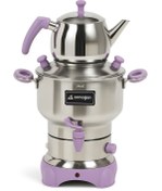 Resim Armağan Çay Semaveri & Çay Makinesi - Lila Aksam - Özel Seri - 3,5 Litre Su Haznesi - 1 Litre Demlik 