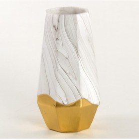Resim Euro Flora Mermer Desenli Seramik Vazo 13x13x23.5 Cm 