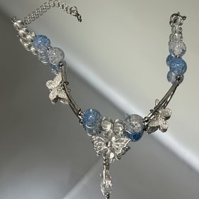 Resim Kadınlara Özel, 15 Yaşından Büyük Butterfly Sembolü Cam Boncuk Bileklik, Gradyan Kırık Cam Boncuk Charm Bileklik, Refined El Yapımı Mücevherat, Kaplama Yok 