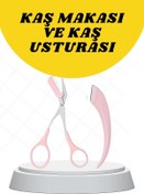 Resim Skygo Kavisli Kaş Düzeltici Seti Kaş Makası ve Kaş Usturası Paslanmaz Çelik Bıçaklı 
