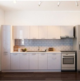 Resim Tdesigno Tanyeli Hazır Mutfak Dolabı Kiler Dahil 320 CM Parlak Beyaz - Tezgah Dahil Değil Beyaz 