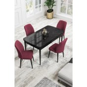Resim Canisa Concept Canisa Rio Serisi 80 x 132 cm Mdf Açılabilir Siyah Mermer Desen Mutfak Masa Takımı + 4 Adet Sandalye 