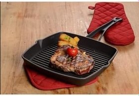 Resim Lava Döküm Izgara Tava, Metal Kulplu, 26x26 cm 