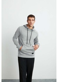 Resim Grimelange Jorge Erkek Yumuşacık Kapüşonlu Organik Pamuk Kanguru Cepli Regular Grimelanj Sweatshirt 