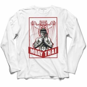 Resim Kendim Seçtim Muay Thai Tiger Muaythai Kick Boks Boxing Uzak Doğu Uzun Kollu Tişört Baskılı T-shirt 