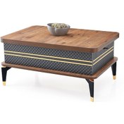 Resim Akıllı Laptop Sehpa Yemek Masası Orta Sehpa Ceviz-Antrasit Desenli 