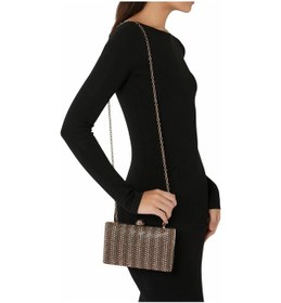 Resim Kurt Geiger Crystal Kensington Taşlı Lüks Tasarım Kadın Clutch Çanta Kahverengi 