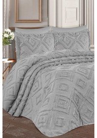 Resim Çeyiz Diyarı Hürrem Sakallı 3 Parça Çift Kişilik Pike Takımı Gri Gri 