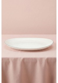 Resim Ceyda Platin Kenarlı Porselen Kayık Tabak 30 Cm Ekru 